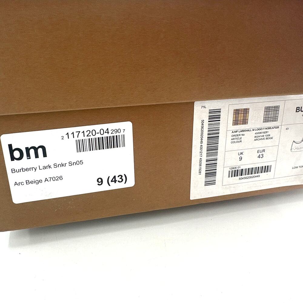Burberry Archive Beige Logo Check Larkhall Sneakers 43/ Size 10 - Picture 11 of 14